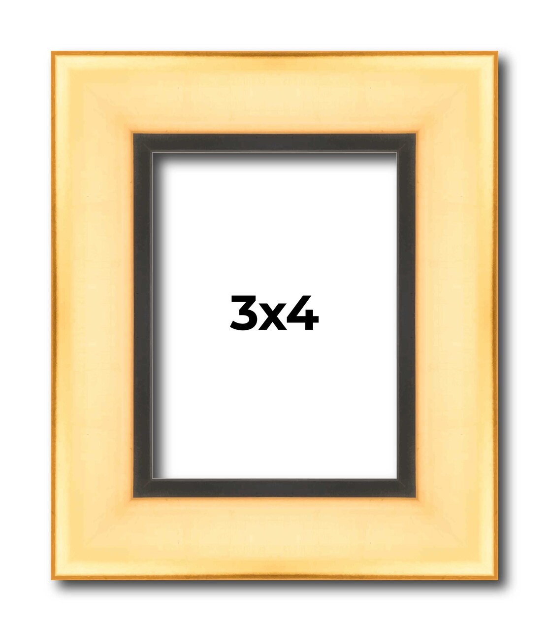 3x4 Simple Gold Picture Frame - UV Acrylic, Foam Board Backing, Hanging Hardware